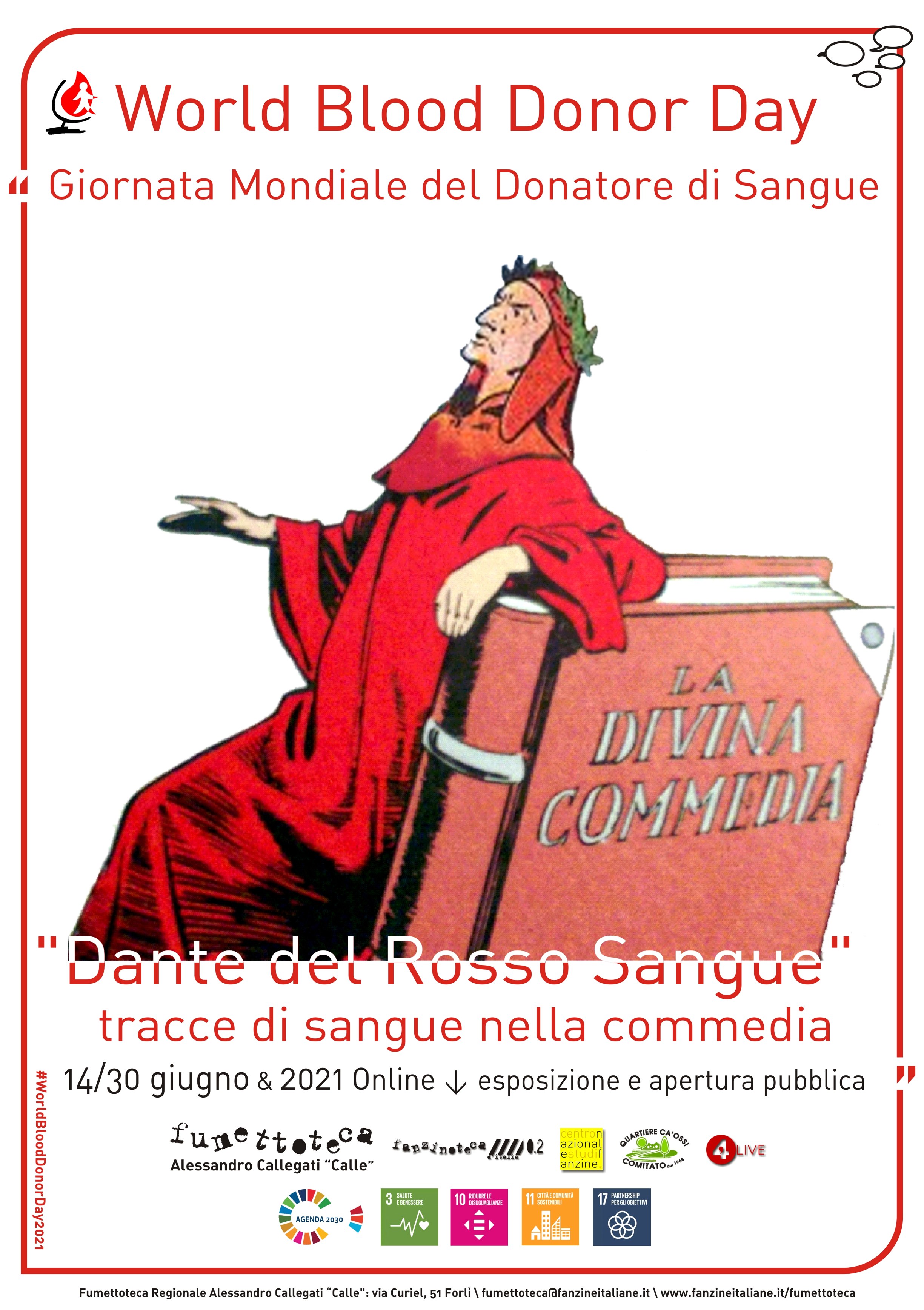 Fumettoteca Alessandro Callegati "Calle" - "Giornata Mondiale del Donatore di Sangue" Locandina - 14 Giugno 2021 Fumettoteca Alessandro Callegati "Calle" - "Giornata Mondiale del Donatore di Sangue" Locandina - 14 Giugno 2021