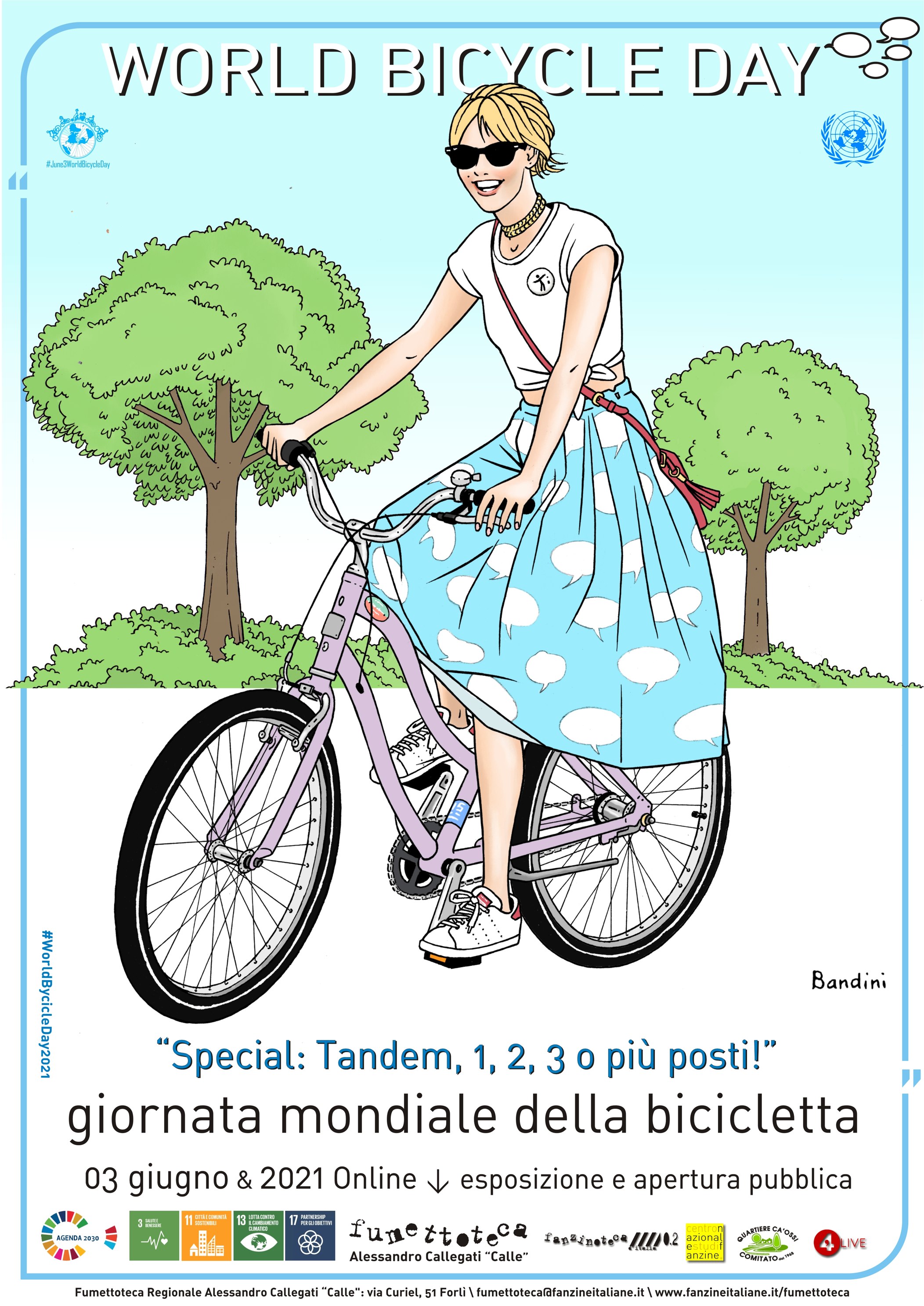Fumettoteca Alessandro Callegati "Calle" - "Giornata Mondiale della Bicicletta" Locandina di Massimiliano Bandini - 03 Giugno 2021