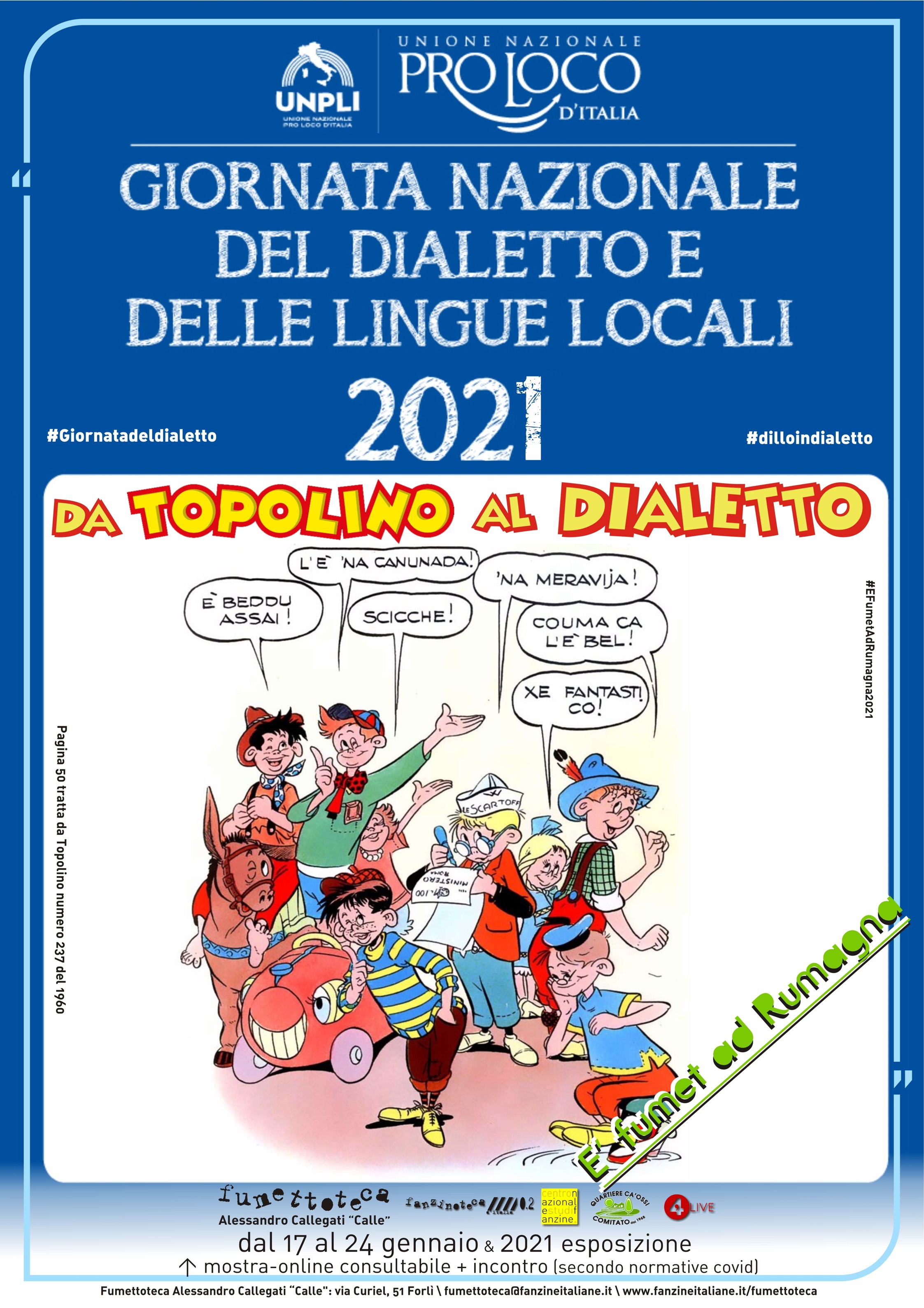 Fumettoteca Alessandro Callegati "Calle" - Fumetto & Dialetto "Da Topolino al Dialetto" Locandina - 17 Gennaio 2021